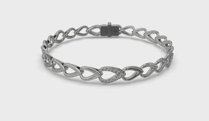 Diamond Open Tear Drop and Multi Tear Drop Link Bracelet