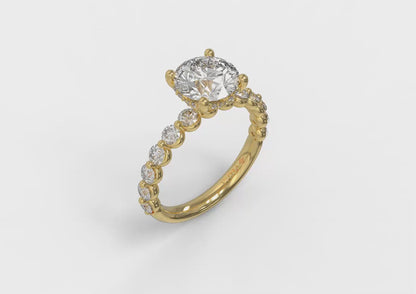 Classic Round Engagement Ring with Floating Diamond Band