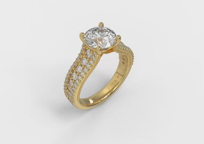 Matching Band for Bold Cathedral Round Diamond Engagement Ring