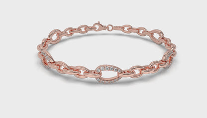 Diamond Open Tear Drop Link Bracelet