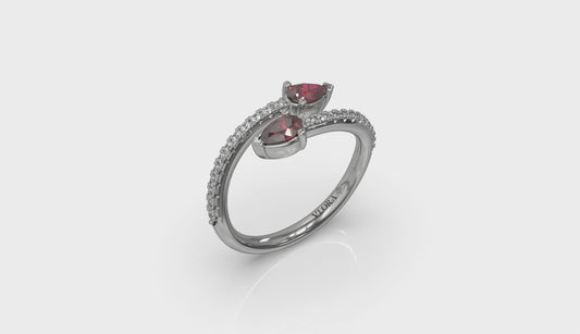 Diamond and Pear Ruby Wrap Ring