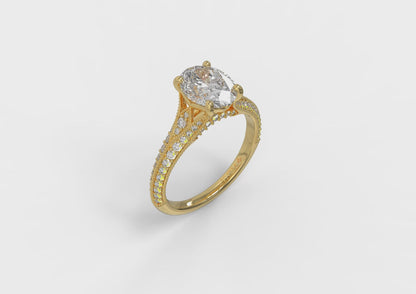 Vintage Splendor Oval Split Shank Engagement Ring