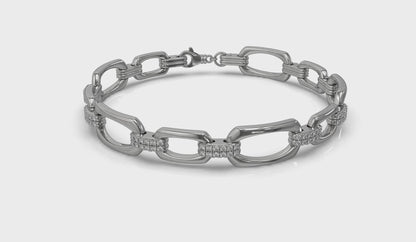Diamond Accent East West Open Oval Link Bracelet