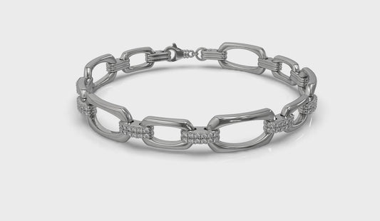 Diamond Accent East West Open Oval Link Bracelet