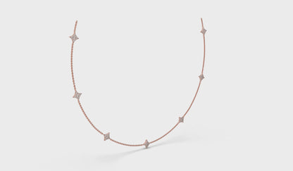 Diamond Cluster Multi Vlora Star Pendant Necklace