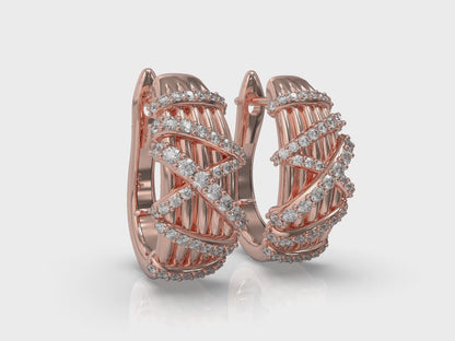 Diamond Ribbon Hoop Earrings