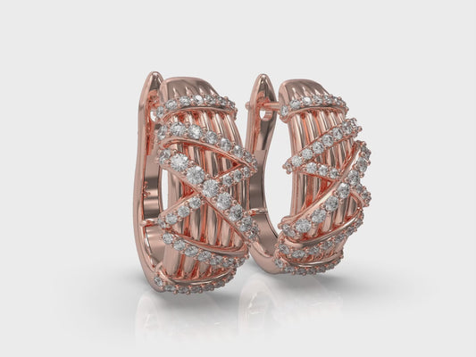 Diamond Ribbon Hoop Earrings