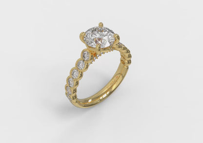 Matching Band for Round Diamond Engagement Ring with Bezel-Set Diamond Band