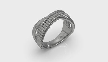 Textured Crossover Diamond Ring