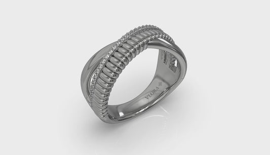 Textured Crossover Diamond Ring