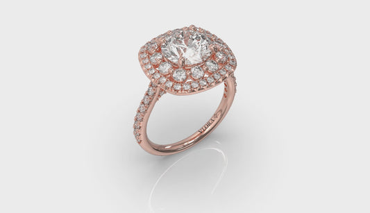 Double Euro Halo Round Engagement Ring
