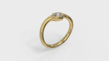 Bezel‑Set Oval Diamond Ring With Diamond Pavé Curve