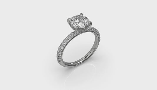 Shimmering Hidden Halo Engagement Ring with Micropave Band