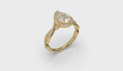 Entwined Pear Halo Engagement Ring