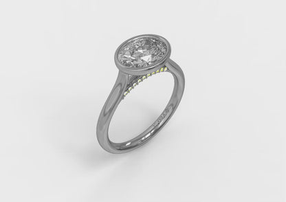 Horizon Solitaire Oval Bezel Engagement Ring