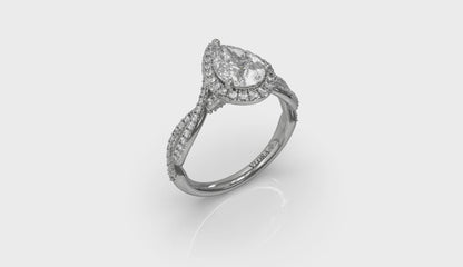 Entwined Pear Halo Engagement Ring