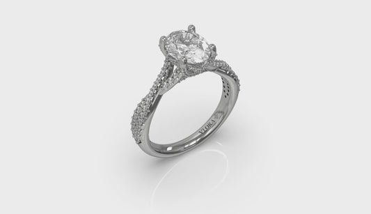 Woven Pave Oval Diamond Engagement Ring