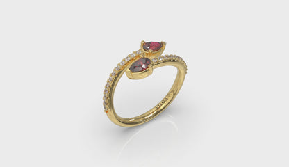 Diamond and Pear Ruby Wrap Ring