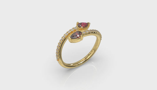 Diamond and Pear Ruby Wrap Ring