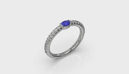 Diamond and Oval Sapphire Centerstone Ring