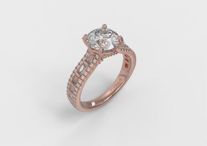 Grand Cathedral Round Diamond Engagement Ring