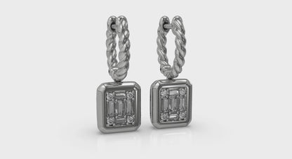 Multi Baguette and Round Diamond Drop Earrings
