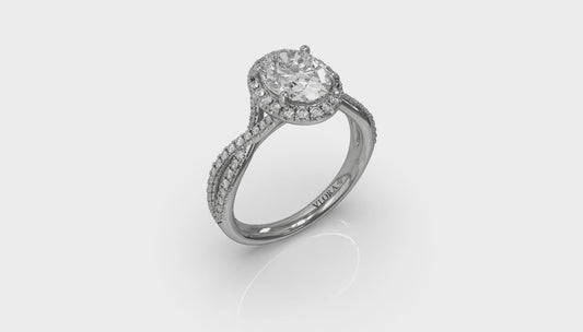 Entwined Oval Halo Engagement Ring