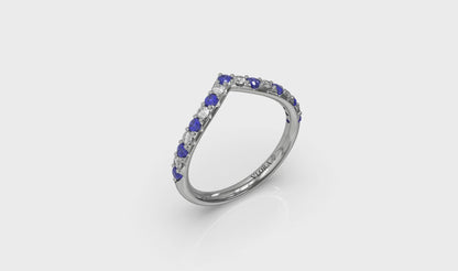 Sapphire and Diamond Contour Band