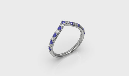 Sapphire and Diamond Contour Band