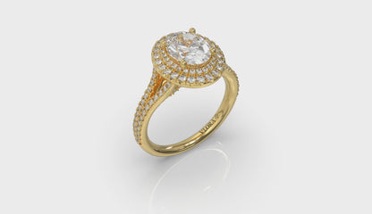 Delicate Double Halo Engagement Ring with Split Shank