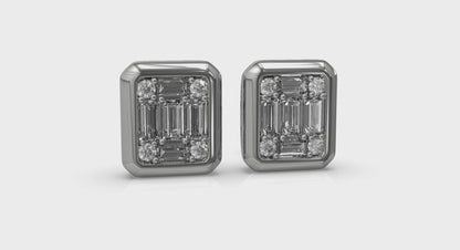 Multi Baguette and Round Diamond Earrings