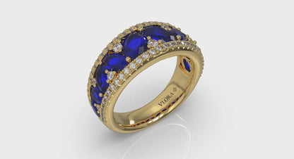 Oval Sapphire and Pavé Diamond Band