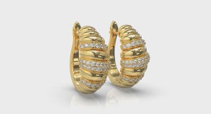 Diamond Pavé Spiral Huggie Earrings