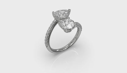 Kissing Round and Pear Two Stone Engagement Ring