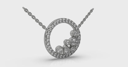 Pavé Halo and Bezel Set Diamond Pendant Necklace