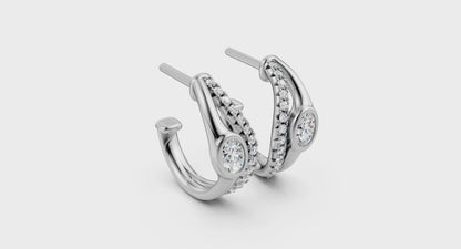 Bezel‑set Oval Diamond and Pavé Diamond Wrap Hoops