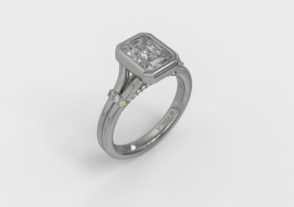 Matching Band for Diamond Accent Bezel Emerald Cut Engagement Ring