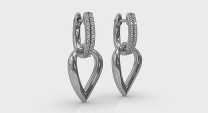 Diamond Accent Open Tear Drop Link Earrings