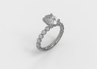 Classic Oval Engagement Ring with Floating Diamond Band
