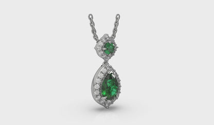 Tear Drop Emerald and Diamond Pendant