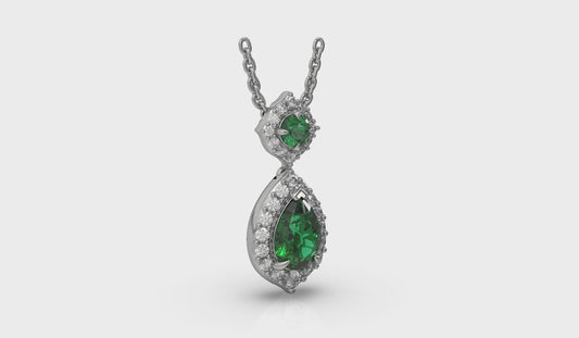 Tear Drop Emerald and Diamond Pendant
