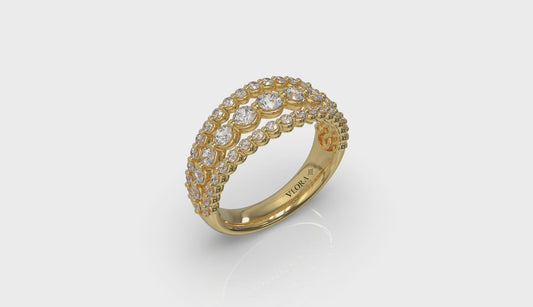 Diamond Three Row Ring
