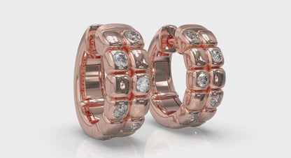 Tiled Diamond Huggie Earrings