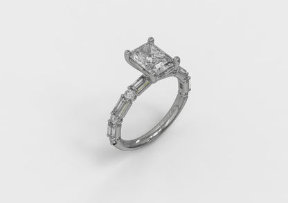 Matching Band for Daring Deco Emerald Cut Engagement Ring