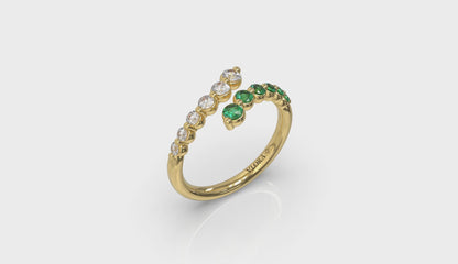 Diamond and Emerald Open Wrap Ring