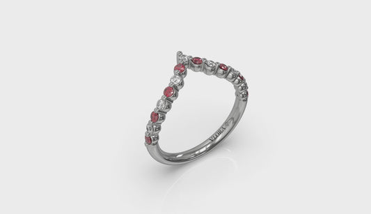Diamond and Ruby Chevron Ring