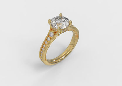 Intricate Hidden Halo Engagement Ring