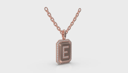 Diamond Medallion Alphabet Pendant Link Necklace, E