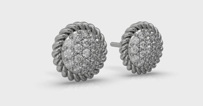 Round Shaped Diamond Pavé Earrings