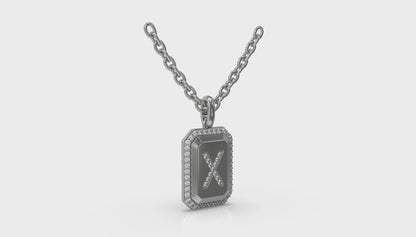 Diamond Medallion Alphabet Pendant Link Necklace, X